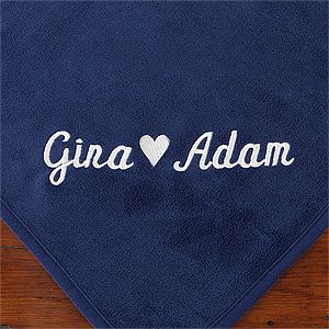 Blue Personalized Fleece Blanket for Couples