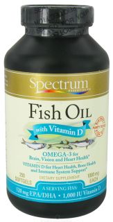 Spectrum Essentials   Fish Oil with Vitamin D 1000 mg.   250 Softgels