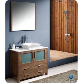 Fresca Torino 36 Walnut Brown Modern Bathroom Vanity with Vessel Sink