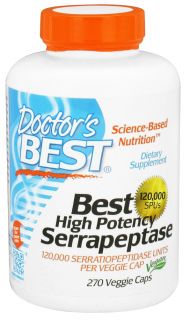 Doctors Best   High Potency Serrapeptase Enzyme   270 Vegetarian Capsules