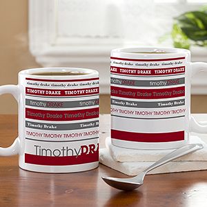 Personalized Coffee Mugs for Him   Signature Stripe
