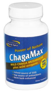 North American Herb & Spice   Power of Nature 100% Raw ChagaMax Wild Chaga Mushroom   90 Vegetarian Capsules