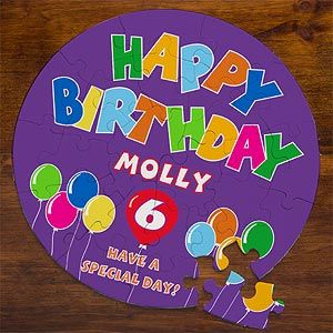 Personalized Puzzles for Kids Birthday   Yellow Happy Birthday Balloon Design