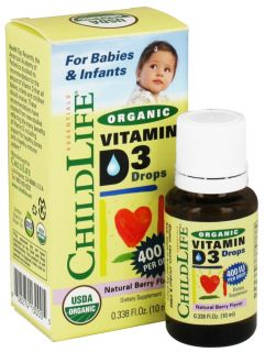 Child Life Essentials   Vitamin D3 Liquid Drops Organic Berry 400 IU   10 ml.