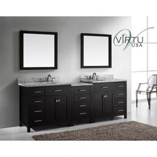 Virtu USA 93 Caroline Parkway Double Bathroom Vanity with Italian Carrara White