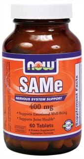 NOW Foods   SAMe Vegetarian Enteric Coated 400 mg.   60 Tablets