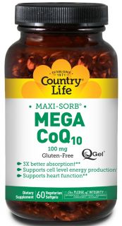 Country Life   Maxi Sorb Mega CoQ10 Q Gel 100 mg.   60 Softgels
