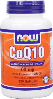 NOW Foods   CoQ10 Cardiovascular Health with Omega 3 Fish Oil 60 mg.   120 Softgels