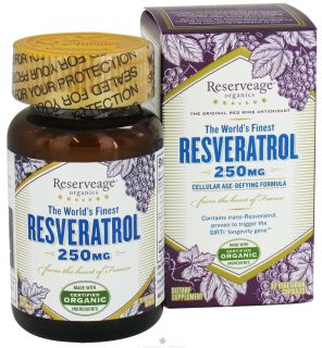 ReserveAge Organics   Resveratrol 250 mg.   30 Vegetarian Capsules
