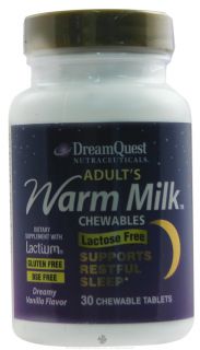 Dream Quest Nutraceuticals   Nutraceuticals Adults Warm Milk Dreamy Vanilla Flavor   30 Chewable Tablets