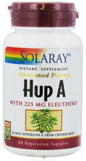 Solaray   Guaranteed Potency Hup A (Huperzine) With 225 mg. Eleuthero 50 mcg.   60 Vegetarian Capsules