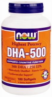 NOW Foods   Highest Potency DHA 500   180 Softgels