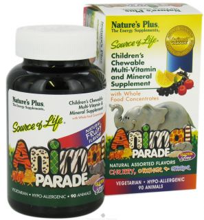 Natures Plus   Animal Parade Assorted Cherry, Orange, & Grape   90 Chewable Tablets