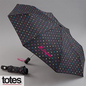Personalized Umbrellas   Black Polka Dots