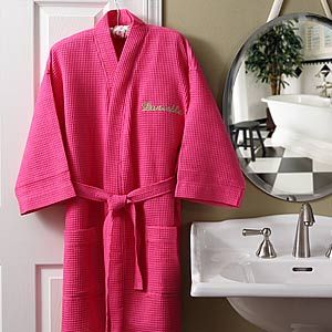 Personalized Kimono Robes   Pink Waffle Weave