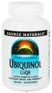 Source Naturals   Ubiquinol CoQH Active Form Of CoQ10 For Heart Brain & Immunity 100 mg.   60 Softgels