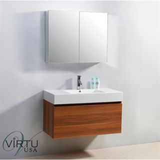 Virtu USA 39 Zuri Single Sink Bathroom Vanity with Polymarble Countertop   Plum
