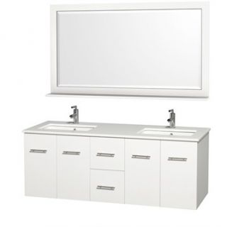 Centra 60 Double Bathroom Vanity Set by Wyndham Collection   White