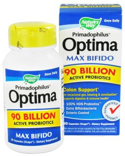 Natures Way   Primadophilus Optima Max Bifido 90 Billion Active Probiotics   30 Vegetarian Capsules