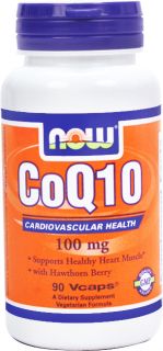 NOW Foods   CoQ10 Cardiovascular Health with Hawthorn Berry 100 mg.   90 Vegetarian Capsules