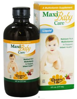 Country Life   Maxi Baby Care Liquid multivitamin Natural Raspberry Flavor   6 oz.