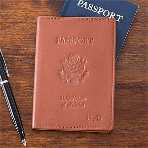 Personalized Leather Passport Cover   Tan