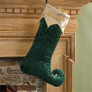 Personalized Christmas Stockings   Emerald Harlequin Holiday