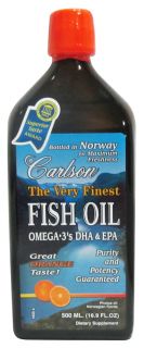 Carlson Labs   The Very Finest Norwegian Fish Oil Liquid Omega 3s DHA & EPA Orange Flavor   16.9 oz.