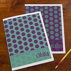 Personalized School Folders   Trendy Polka Dots