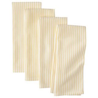 Room Essentials Striped Kitchen Towel Set of 4   Yellow