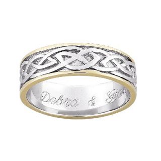 Personalized Sterling Silver Two Tone Engraved Celtic Wedding Band   6