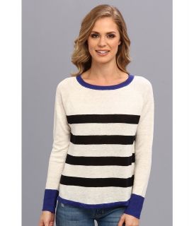 Central Park West Linen Stripe Sweater Womens Sweater (Black)