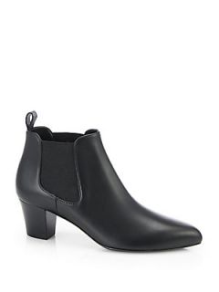Gucci Leather Slip On Ankle Boots   Black