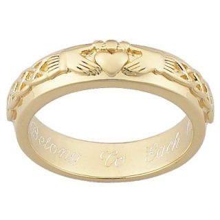 Personalized Gold over Sterling Silver Engraved Claddagh Wedding Band   10