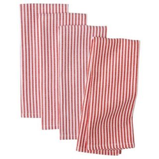 Room Essentials Striped Kitchen Towel Set of 4   Red