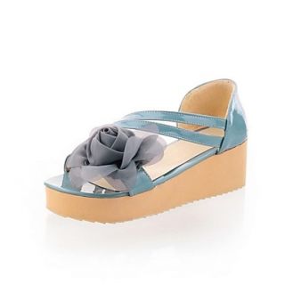 Leatherette Womens Platform Heel Creepers Sandals With Flower Shoes (More Colors)