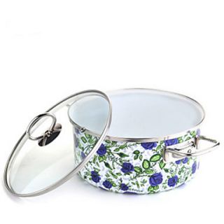 4.5 QT Floral Plated Ceramic Soup Pot with Cover, W22cm x L22cm x H11cm #01367596