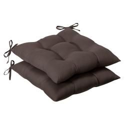 Pillow Perfect Outdoor Brown Tufted Seat Cushions (set Of 2)