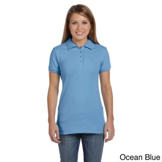 Bella Bella Womens Short Sleeve Mini Pique Polo Shirt Blue Size XXL (18)
