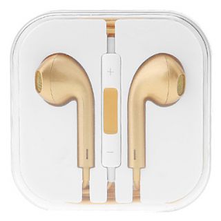 Gold 3.5mm Hi fi Stereo Music In ear Earphone for iPhone5