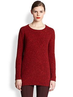Akris Tweed Knit Cashmere Sweater   Lafayette Red
