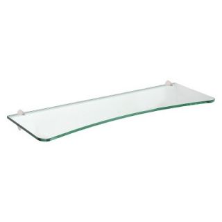 Wall Shelf Concave Clear Glass Shelf With Stainless Steel Ara Supports   31.5