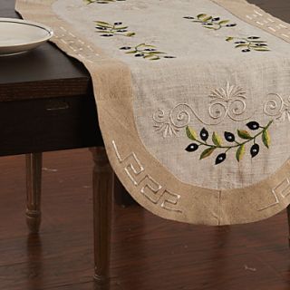 16x33 Classic Beige Floral Linen Table Runners