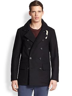 F. Faconnable Wool Blend Peacoat   Navy