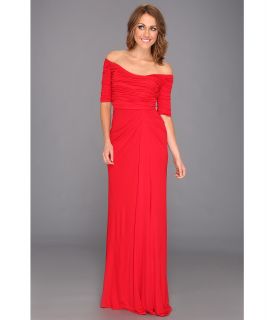 Badgley Mischka Off Shoulder Jersey Gown Womens Dress (Red)