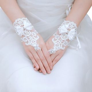 Tulle Fingerless Wrist Length Wedding Party Glove
