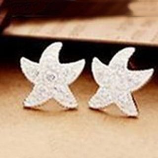 Delicate Ladies Full Diamond Starfish Earrings New Female Earrings E524