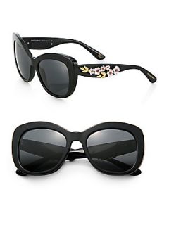 Dolce & Gabbana Rose Temple Butterfly Sunglasses   Black