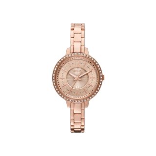 RELIC Womens Rose Tone Crystal Accent Glitz Watch
