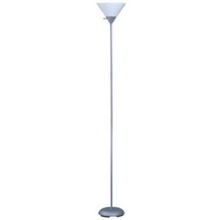 Park Madison Lighting 72 in. Torchiere Silver Floor Lamp with White Shade PMF 3127 60